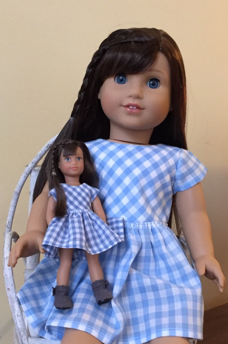 Doll Clothes for 6 Inch Mini Doll Blue Gingham Dress Etsy