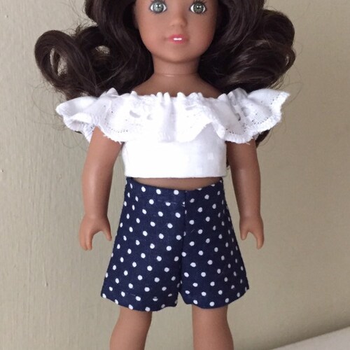 Six Inch Mini Doll Clothes White Ruffle Top and Polka Dot Etsy