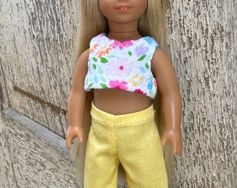 6" mini doll clothes: clam-digger shorts and crop top