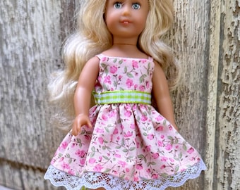 6" mini doll clothes: pink floral print sundress
