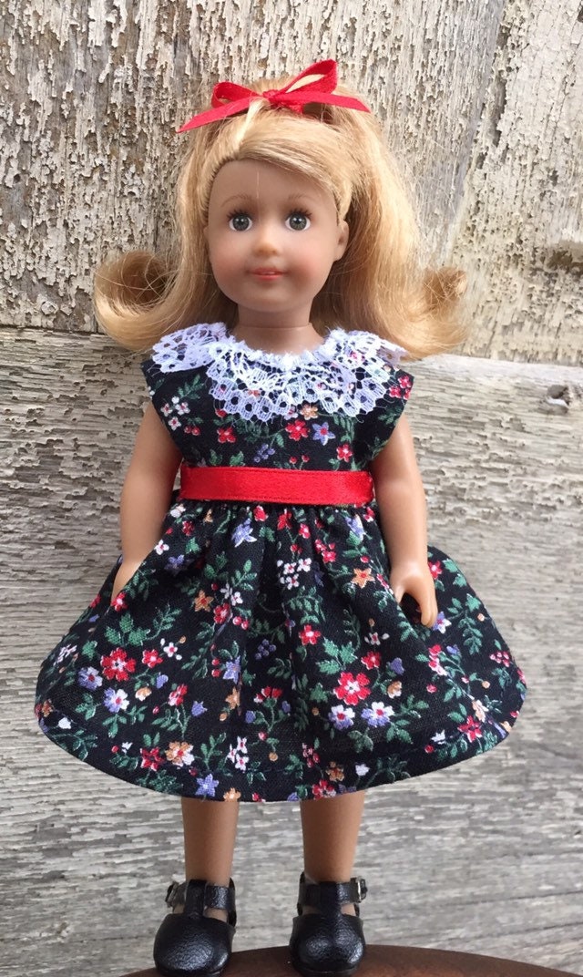 6 Mini Doll Clothes Floral Print Dress With Lace Collar Etsy