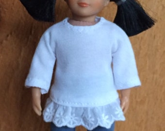 6" mini doll clothes:  lace-trimmed top with leggings