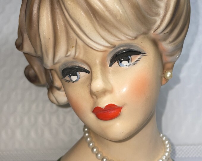 6 Vintage NAPCO Napcoware Lady Head Vase Blonde Hair C7472 Pearls Etsy
