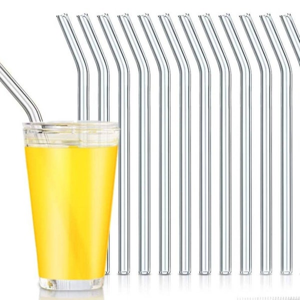 Clear bent glass straw | reusable |  eco friendly | fits bamboo lid with hole | easy to clean | see through | clear | beer can glass