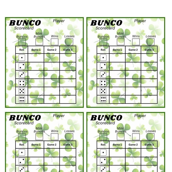 March St. Patrick's Day Bunco Scorecard & Tally Sheet Printable
