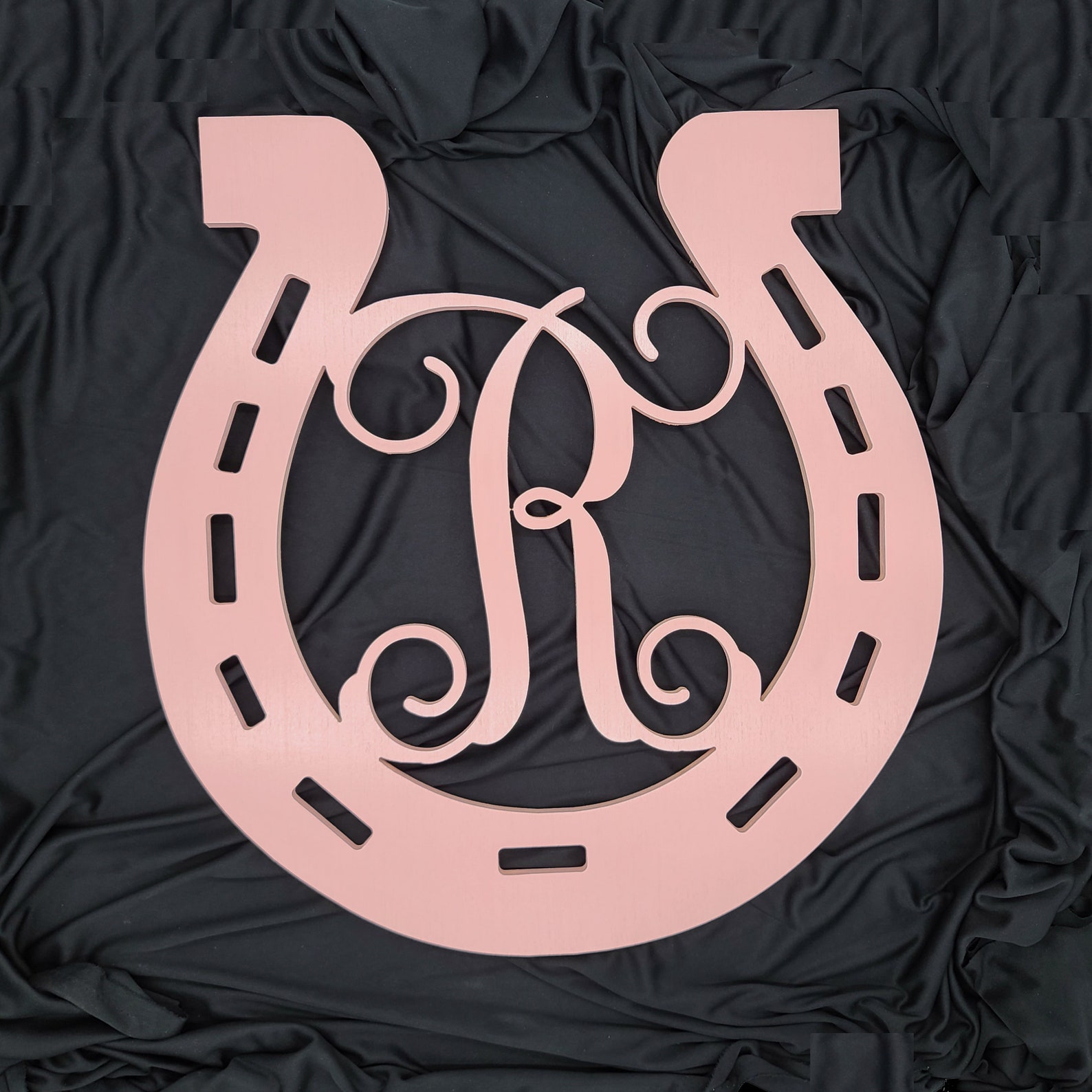 Wooden Horseshoe Door Monogram Etsy