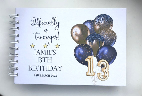 Personalised 13th Birthday Officially a Teenager Photo Album / Scrapbook /  Guest Book 20 Pages Gift for Son Grandson A5 