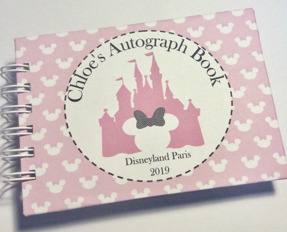 PERSONALISED A6 DISNEY MINNIE CASTLE AUTOGRAPH BOOK **PINK STARS** Pocket Size