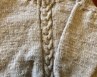 Pure wool Grey knitted baby  jumper, with cable