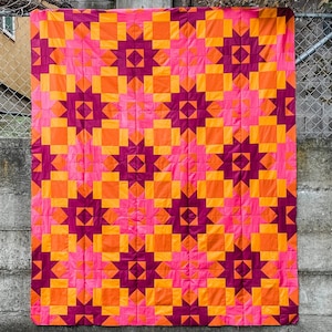 PDF-quiltmönster för Petal Points | Modern quilt, samtida quilt, handledning för mellannivå, blockmönster