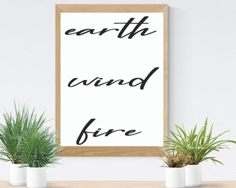 Wall art word earth wind fire - Handwriting Wall Art, Modern Minimalism, Art, Poster Print, Word Art, Black and White Prints, Word Print Art