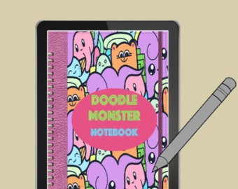 Cuaderno digital Doodle Monsters, planificador en PDF (Goodnotes, Notability)