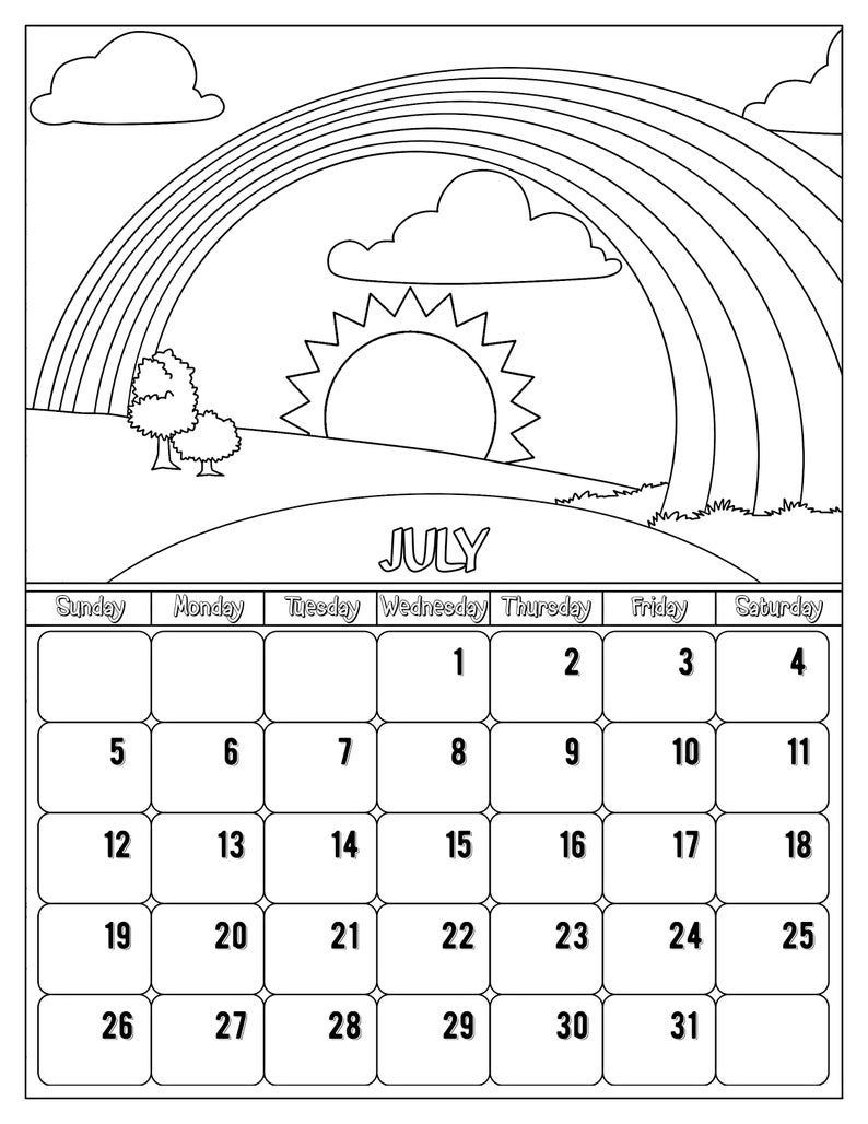 Printable Coloring Calendar 12 Month Calendar 2021 Desktop ...