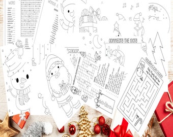 Christmas activity pack, Printable Kids Christmas Games, Advent activity, Kids Crossword Set, Coloring Pages, Winter Games, Instant Download