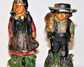 Cast Iron Amish Man And Woman Salt And Pepper Shakers