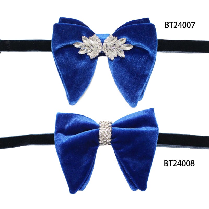 Velvet Bowtie with Hanky Royal Blue