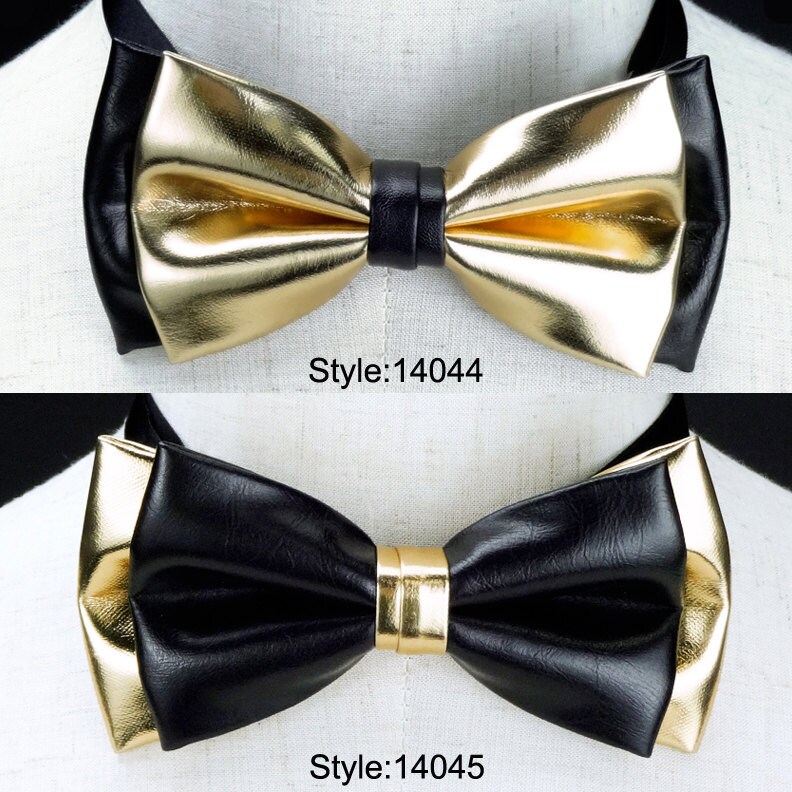 Black and Gold Bow Tie Gold and Black Shinning 2 Layers Bow Etsy