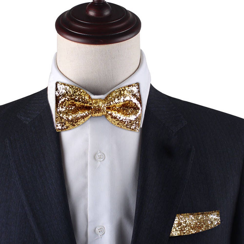 sparkly gold bow tie
