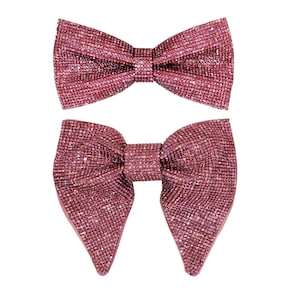 Pink Crystal bow tie| Pink Tuxedo bow tie with Rhinestones| Pink Rhinestones bow tie| Wedding, Prom, Formal event | CK Bow Tie