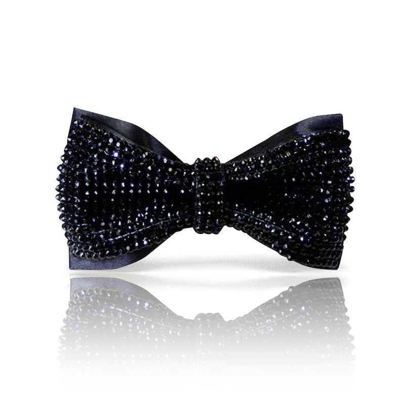 Black Bow Tie Men With Rhinestones Black Bow Tie With Etsy