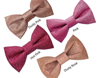 Hot Pink  bow tie | Dusty Rose Glitter Bow Tie | Pink Glitter per-tied bow tie | Pink bow tie | Dusty Pink Glitter bow tie