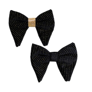 Black Velvet Tuxedo bow tie with Gold sparkle | Black Oversized Butterfly Bow Tie | formal |CK Bow Tie