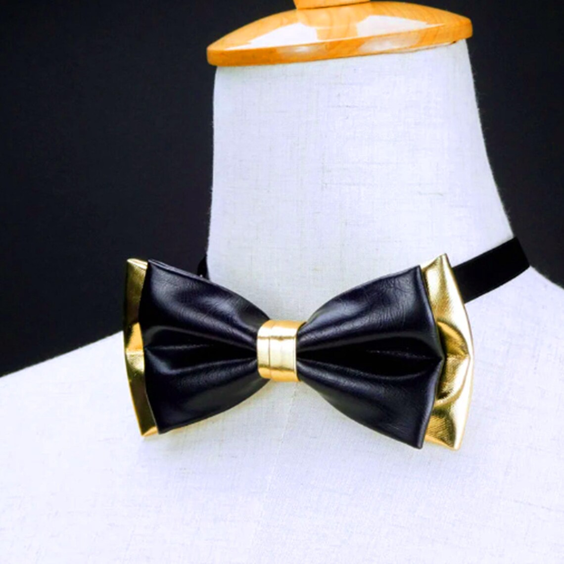 Black and Gold Bow Tie Gold and Black Shinning 2 Layers Bow Etsy