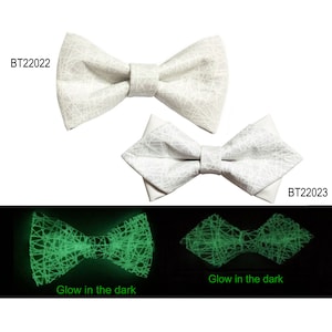 Witte vlinderstrik Glow in the dark voor heren | Glow in the dark witte pre-vermoeide vlinderstrik | Bruiloftsbal |  cosplay fantoom | CK-strikjes