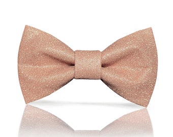 Rose Gold bow tie | metallic rose gold glitter per-tied bow tie for men | Dream Up Idea