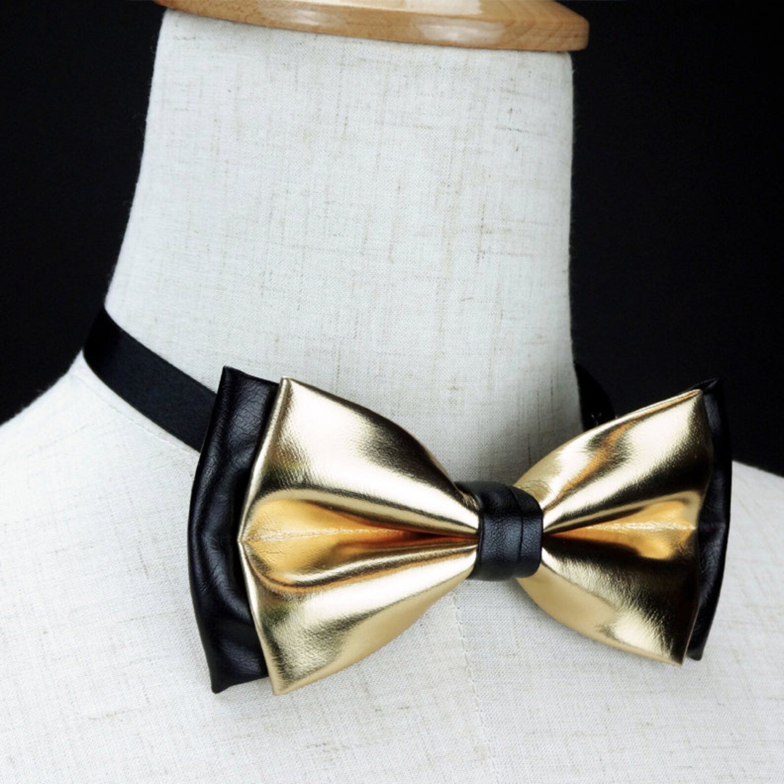 Black and Gold Bow Tie Gold and Black Shinning 2 Layers Bow Etsy