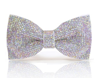 Rainbow AB Crystal bow tie, Iridescent Crystal bow tie, Cummerbund, Rhinestones bow tie set for men women | CK Bow Tie