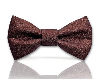 Brown Glitter bow tie for men | Brown Sparkle bow tie per-tied style | for wedding groom, groomsmen prom Christmas New year | CK Bow Tie