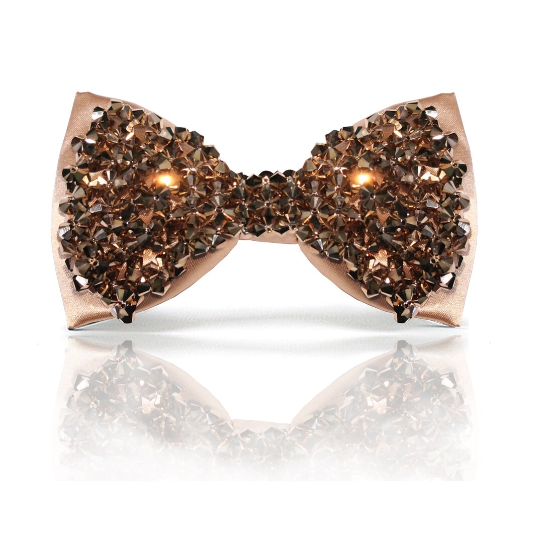 Rose Gold Crystal Bow Tie| Swarovski Bow Tie | Rose Gold Bow Tie for ...