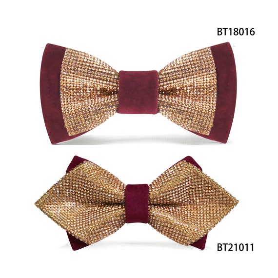 wine and gold bow tie