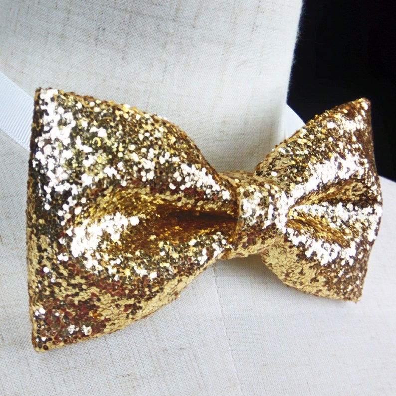 Gold Glitter Bow Tie Gold Bow Tie Gold Glitter Pocket | Etsy