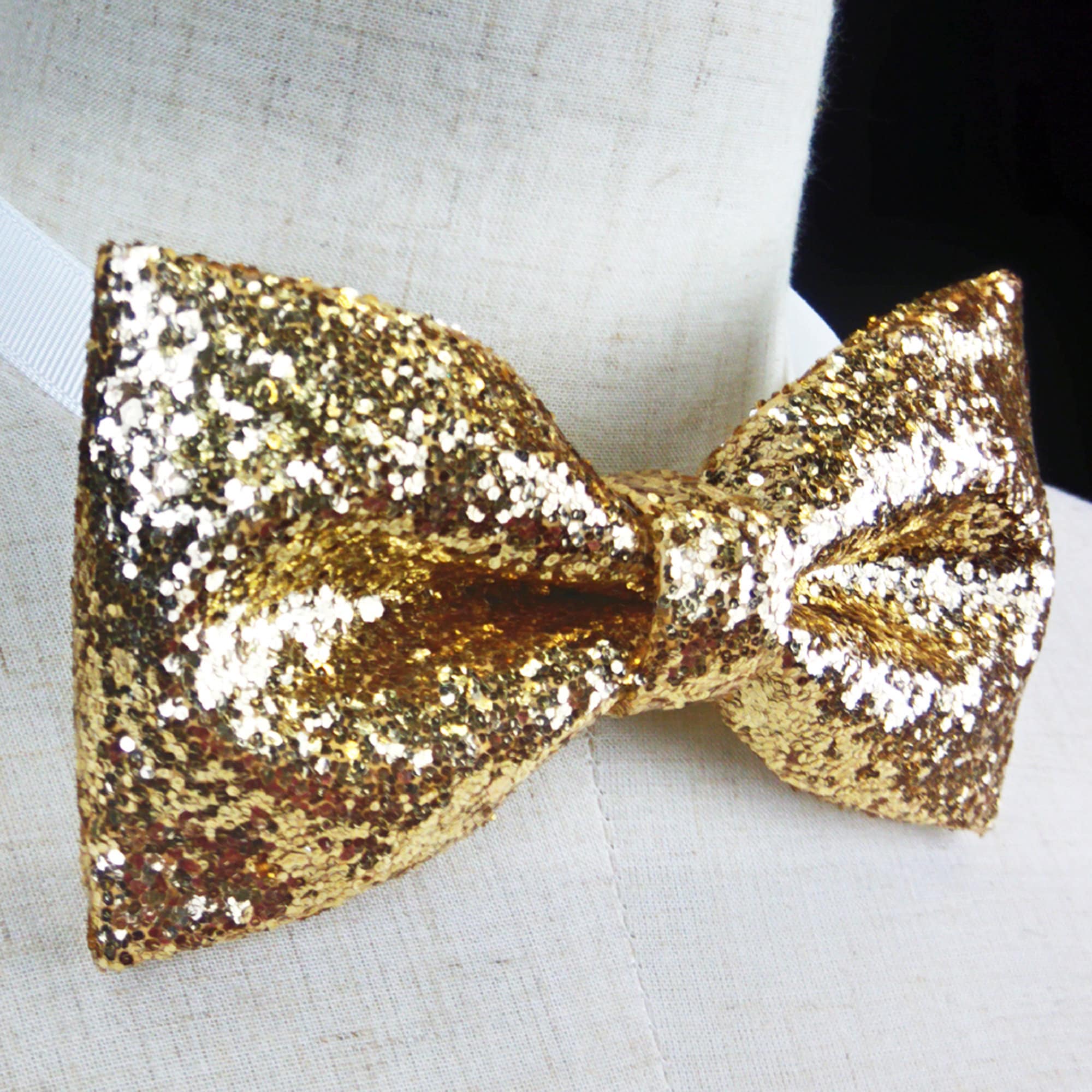 sparkly gold bow tie