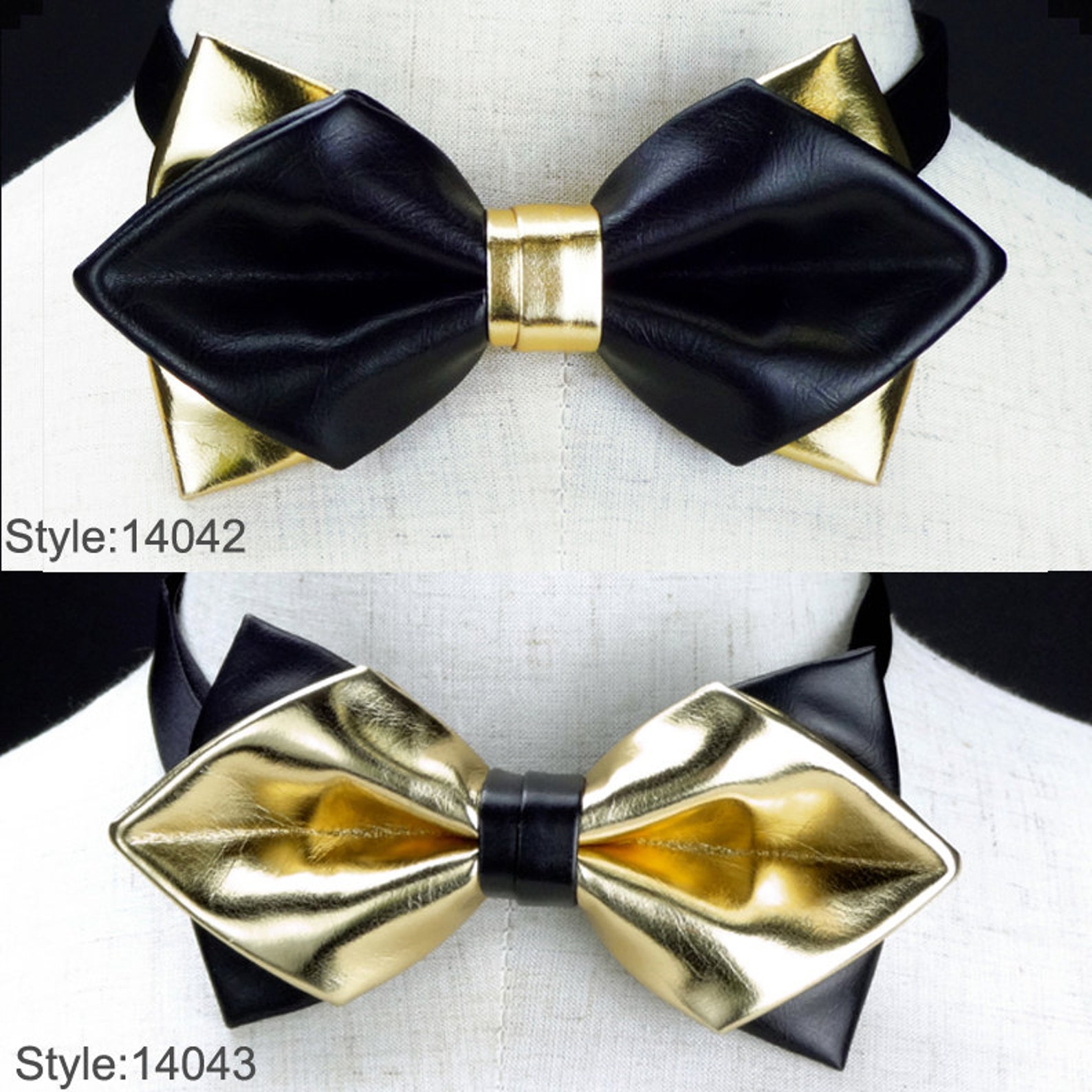 Black and Gold Bow Tie 2 Layer Bow Tie for Men Artificial Etsy