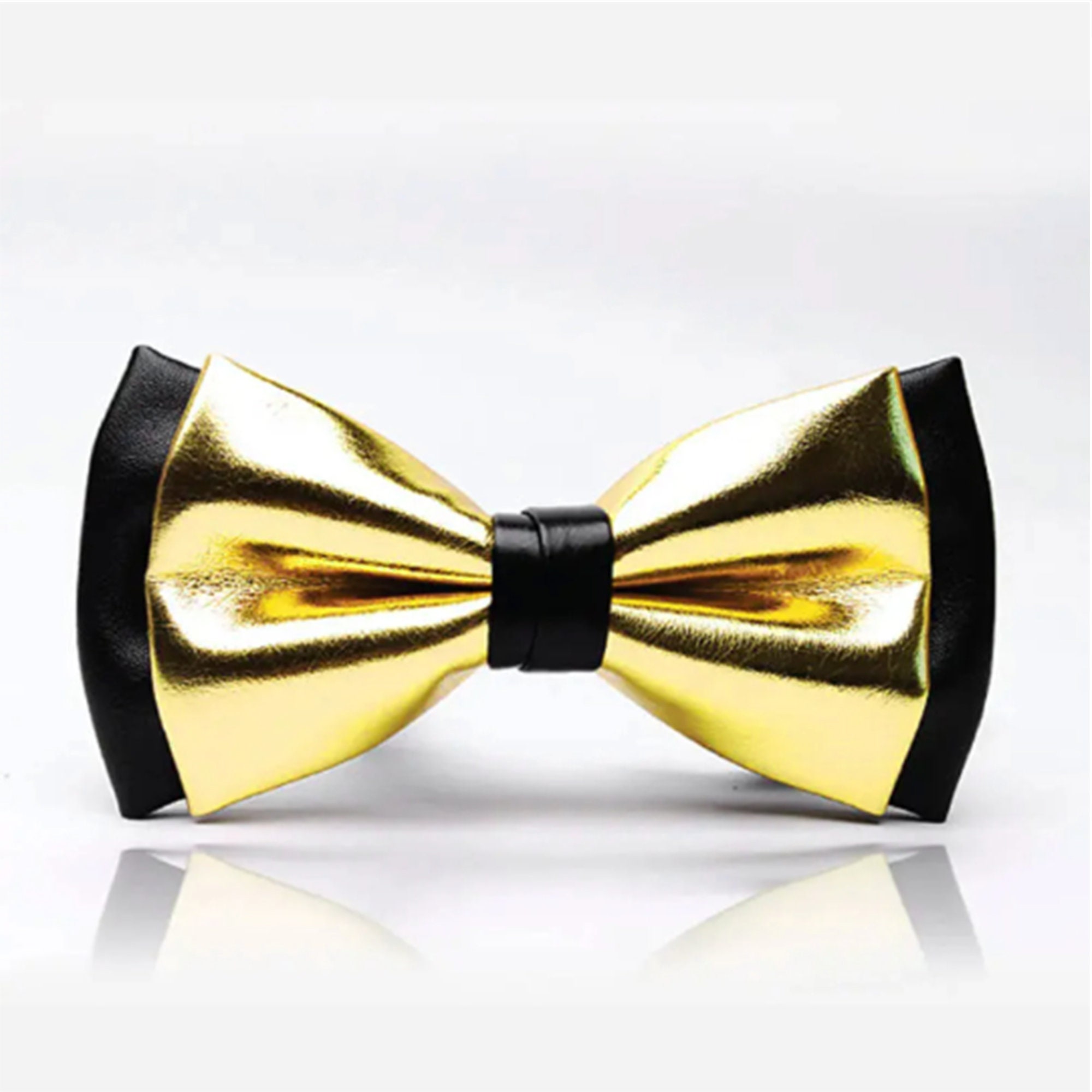 Black and Gold Bow Tie Gold and Black Shinning 2 Layers Bow - Etsy