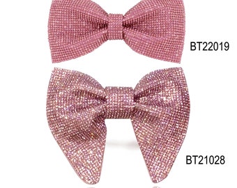 Pink Crystal bow tie| Pink bow tie| Pink Rhinestones bow tie| Shinny Christmas, wedding, Prom, Formal event | CK Bow Tie