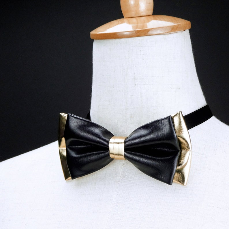 Black and Gold Bow Tie Gold and Black Shinning 2 Layers Bow | Etsy