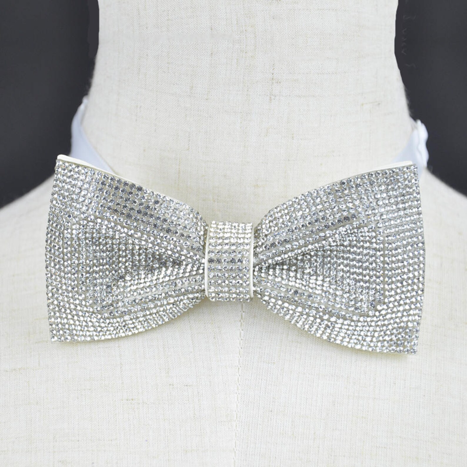 Crystal bow tie silver Rhinestones bow tie White bow tie Etsy
