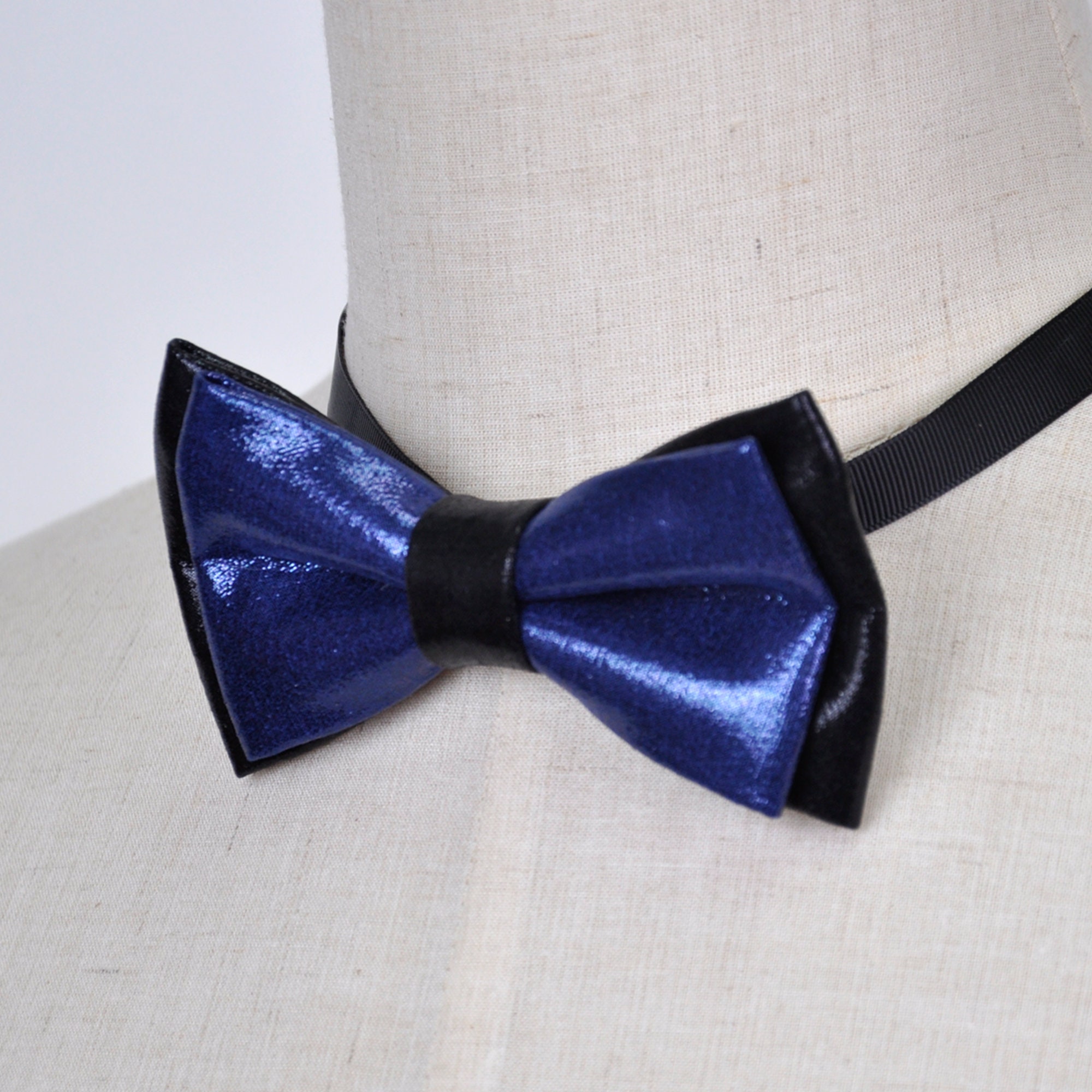 Dark Blue Navy bow tie Dark Blue Shiny bow tie for wedding | Etsy