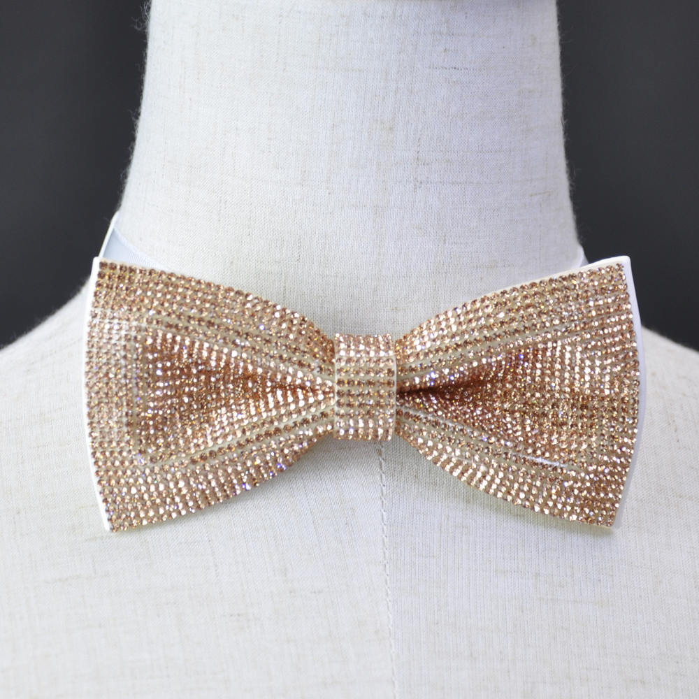 Champagne Crystal Bow Tie & Pocket Square Champagne Gold Etsy