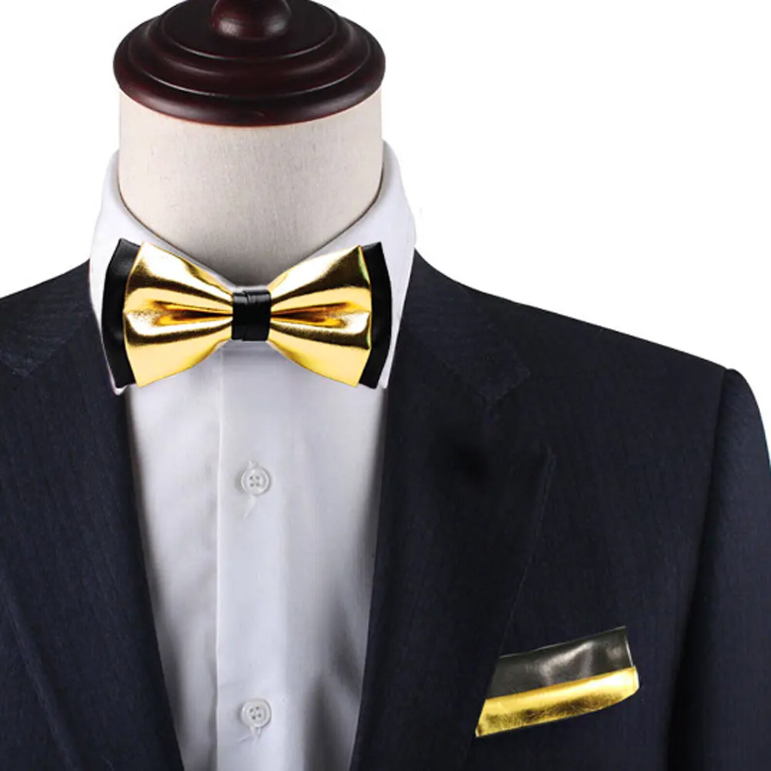 Black and Gold Bow Tie Gold and Black Shinning 2 Layers Bow Etsy