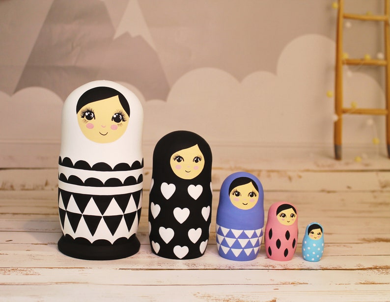 Nesting Dolls for Kids Toddler Toy Montessori Black and Etsy