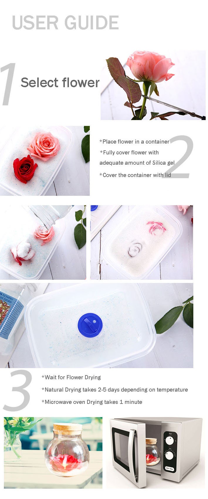 Premium Flower Drying Silica Gel Sand Crystal White and Blue