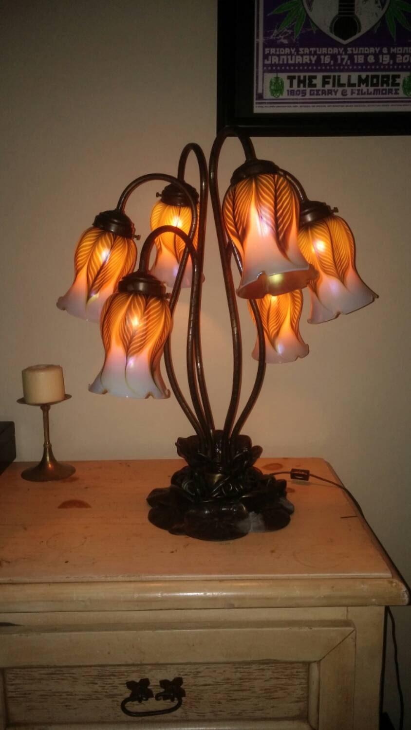Vintage Tiffany style 6shade tulip lamp w/Lundberg Studio Etsy