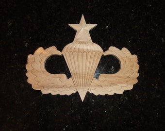 Senior Parachutist Badge Plaque 13-15" Cutout (With or without Combat Star)