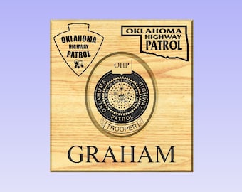 Oklahoma Highway Patrol OHP Campaign Hat Press / plaque Approx 14.5x15.5