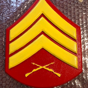 Marine Corps Sergeant Plaque,  E-5, Approx 7x9 in, United States Marine Corps, Sgt